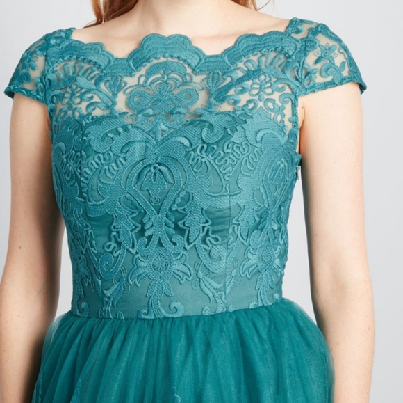NWT Chi Chi London Elegant Lace Dress in Teal (Modcloth) (Size 2) - Picture 4 of 14